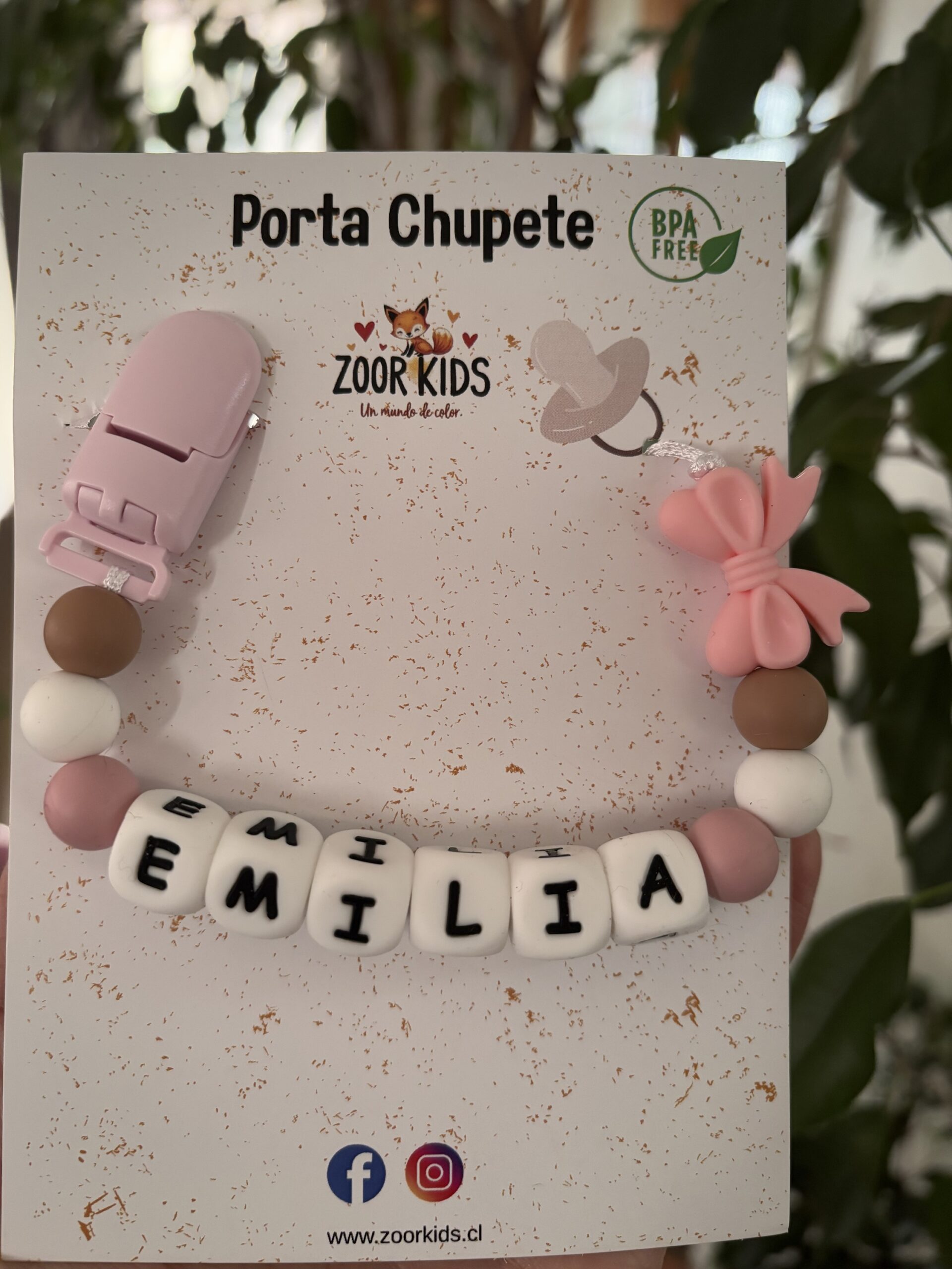 Portachupete moño rosa personalizable